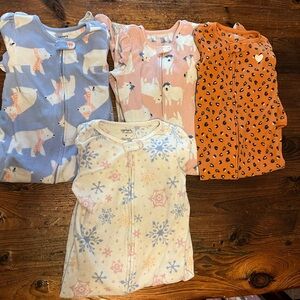 3T girls fleece footie pajamas
